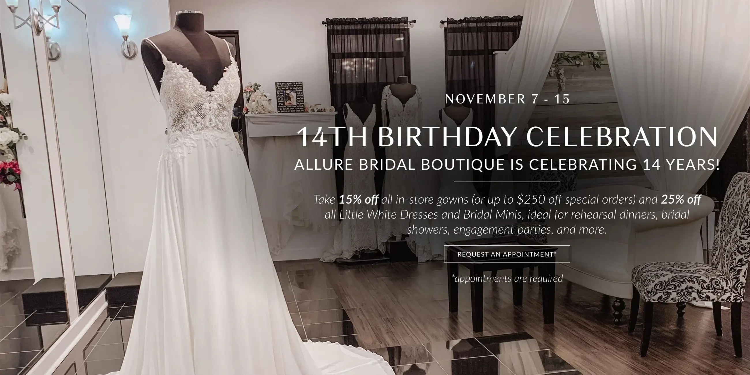 14 year celebration - Allure Bridal Boutique
